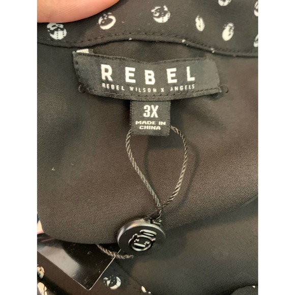 Rebel long sleeves black polka dots belted mini dress size 3X - Picture 5 of 14